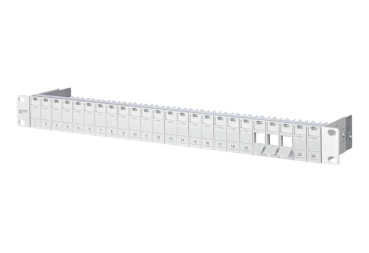 130920-00KE  Metz Connect Leergehäuse und Modulträger / Keystone 19 Zoll Modulträger 1HE 24 Port lichtgrau unbestückt, geschirmt