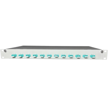 OV-12xLC-DK OM3  19 Zoll Spleissbox Leer 12xLC-DK OM3 1HE/12/gr 12Kup aqua