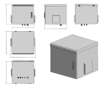 Preview: NRECW-074IP55  19" IP55 Wandgehäuse mit Stahltür 07HE 410x600x450