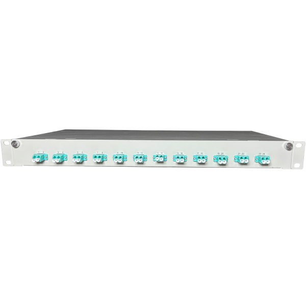 OV-12xLC-DK OM3  19 Zoll Spleissbox Leer 12xLC-DK OM3 1HE/12/gr 12Kup aqua