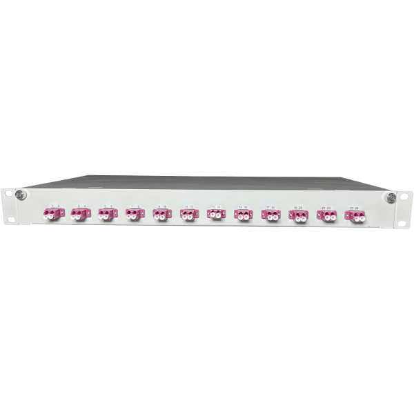 OV-12xLC-DK OM4  19 Zoll Spleissbox Leer 12xLC-DK OM4 1HE/12/gr 12Kup violet