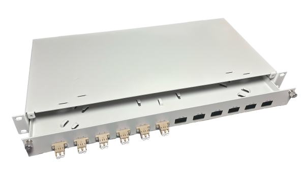 OV-06xLC-DK OM2 19 Zoll Spleissbox Leer 6xLC-DK OM2 1HE/12/gr 6Kup beige